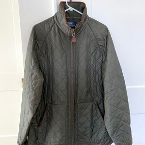 Polo Ralph Lauren Green Quilted Fleece Suede Hunting Barn Chore Jacket Large XL